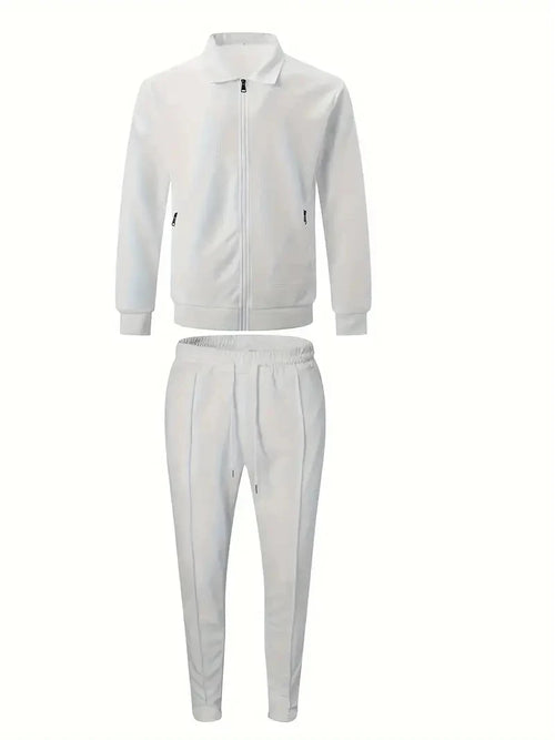 2 Pieces Classic Men's Sportswear Set - Soft, Breathable, Full Zip Tracksuit