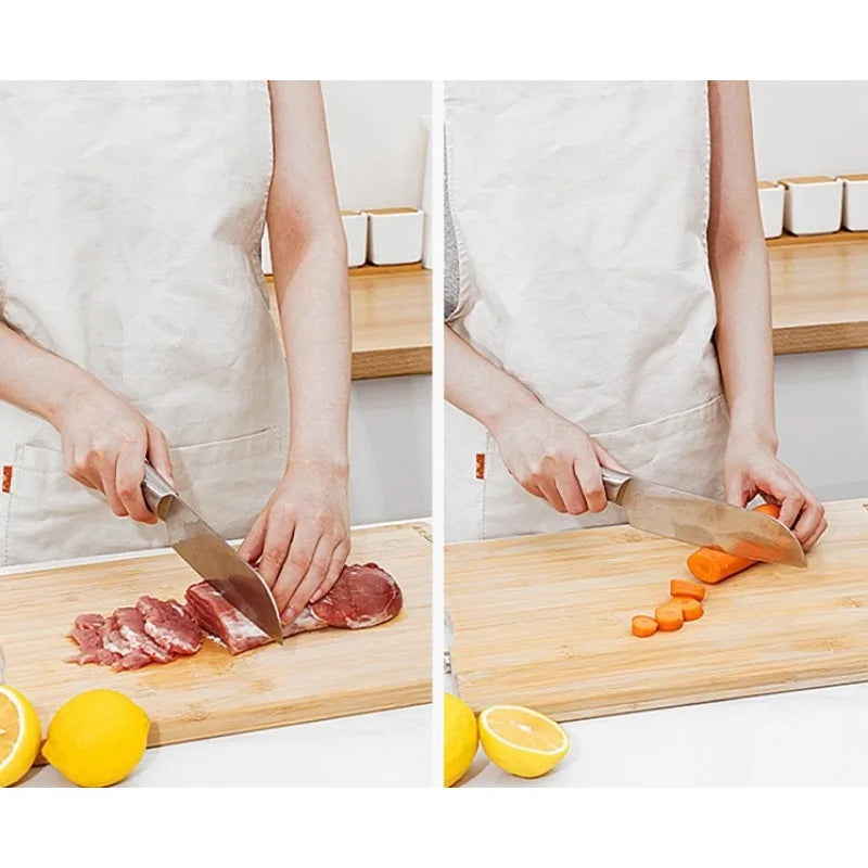 Bamboo Cutting Boards for Kitchen Natural Bamboo Chopping Board with Handles for Chopping Meat Vegetables Fruits Knife Friendly