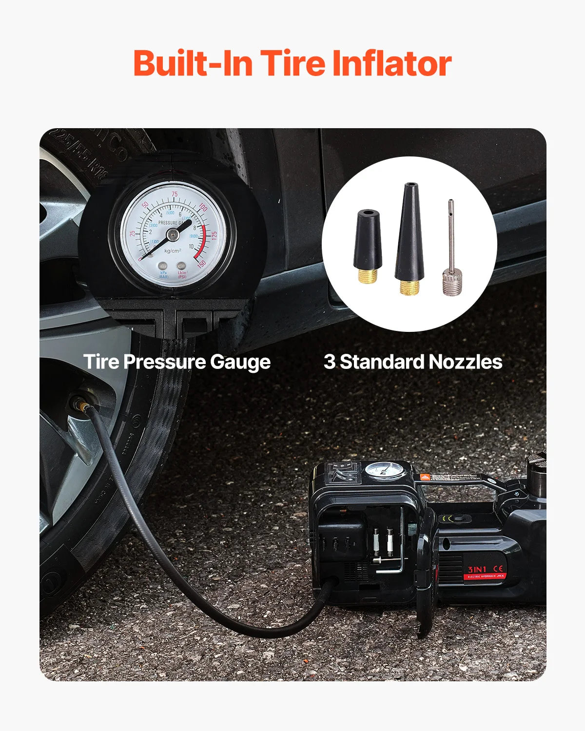 VEVOR 5T Electric Car Jack Electric Scissor Jack 12V Tire Changer with Electric Impact Wrench & LED Light for Sedan, SUV, Truck