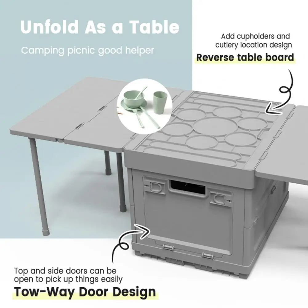 Folding Table with Storage Container Portable Folding Table with Storage Capacity Parking for Outdoor for Patio for Sports