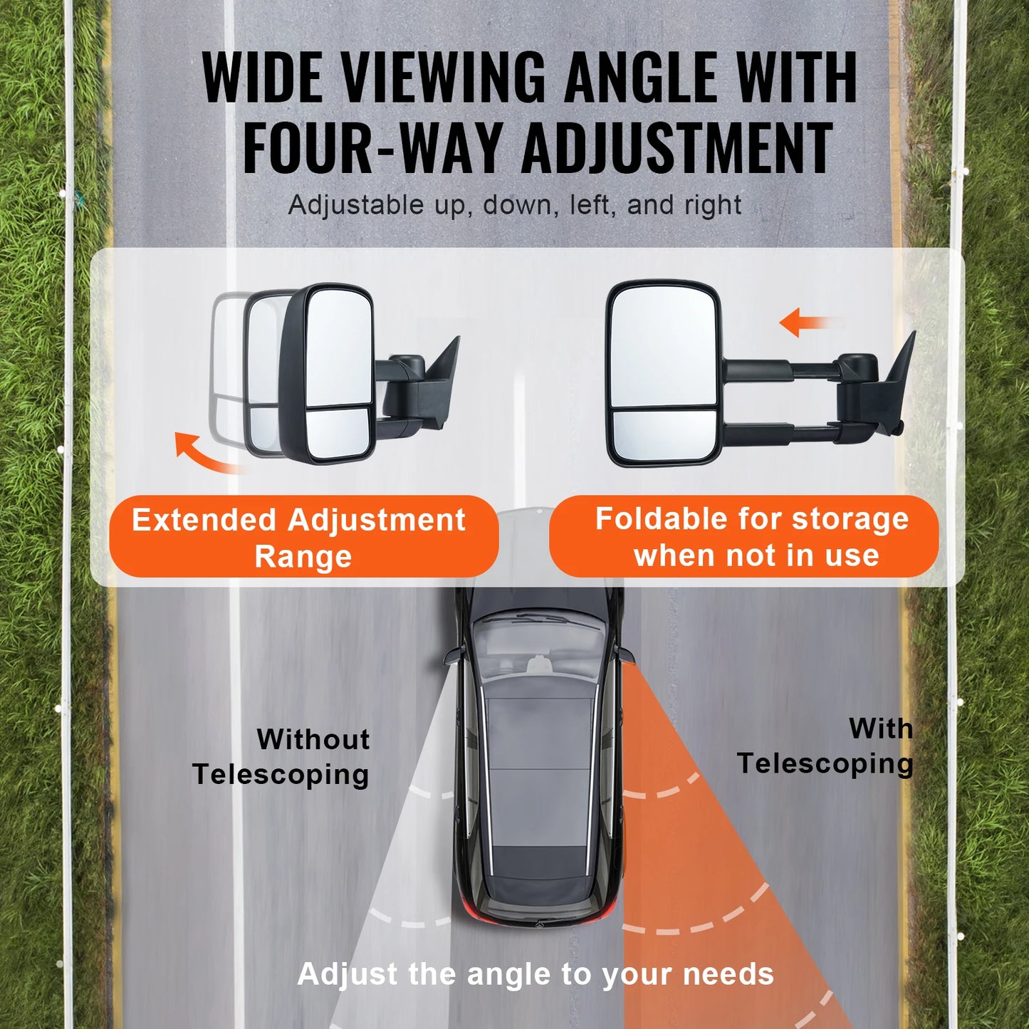 VEVOR 2PCS Towing Mirrors Tow Mirror Car Rear View Mirror Blind Spot Convex Wide Angel for Chevrolet Silverado (1988-2007)/GMC