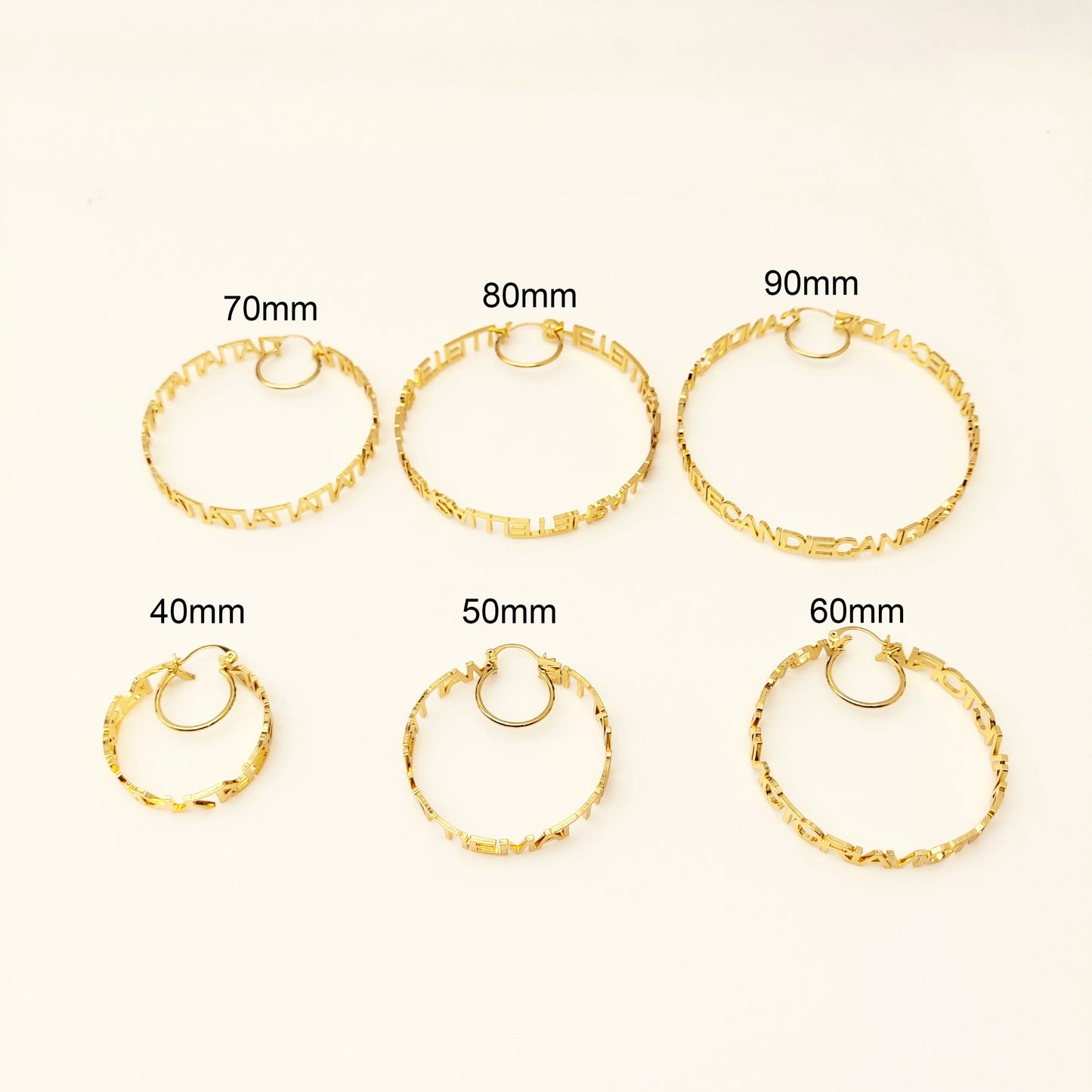 DODOAI 40mm-90mm Hoop Name Earrings Customize Name Earrings Hoop Stainless Steel Customized Personalized Jewelry with Gift Box