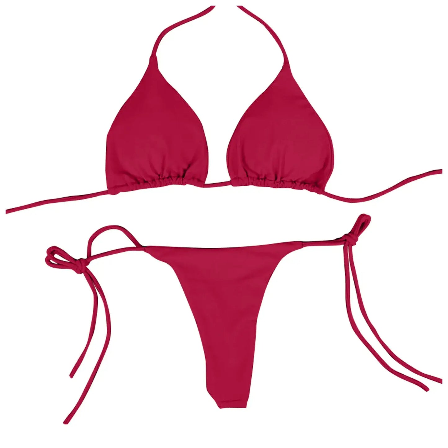 Sexy Women Bikini Lingerie Set Side Tie Swimsuit T--back Low Rise Thong Bandage Style Brazilian Swimwear Soft Solid Underwear