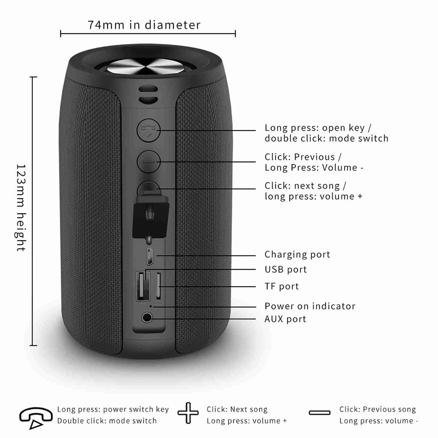Portable Wireless Bluetooth Speaker 5W Lower Power Consumption Subwoofer for Indoor Outdoor Outdoor Sound Box S32 Speaker