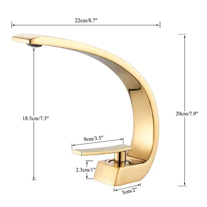 Luxury Brass Basin Faucet Deck Mounted Black Hot Cold Water Bathroom Basin Wash Mixer Tap Single Hole For Bathroom