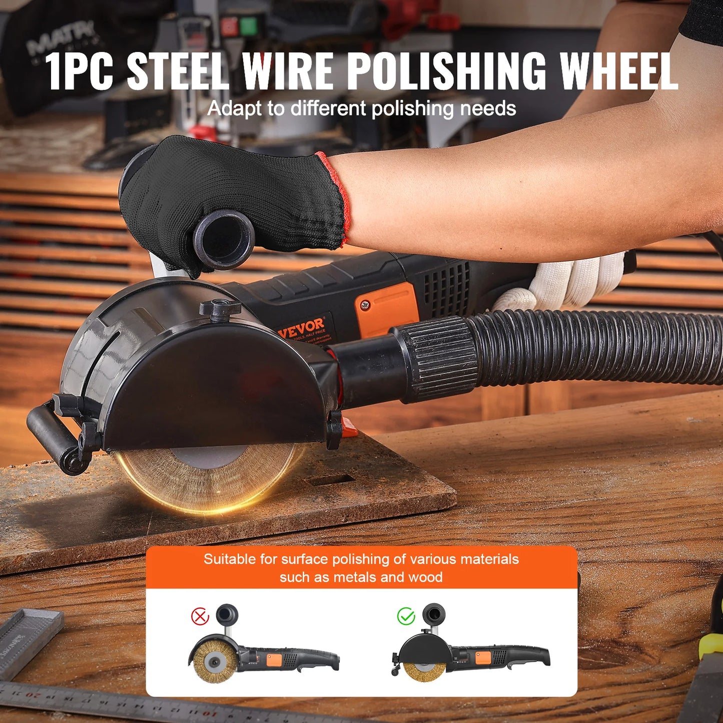 VEVOR Burnishing Polishing Machine 6 Variable Speed Surface Conditioning Tool Electric Metal Burnishing Machine for Wood Steel