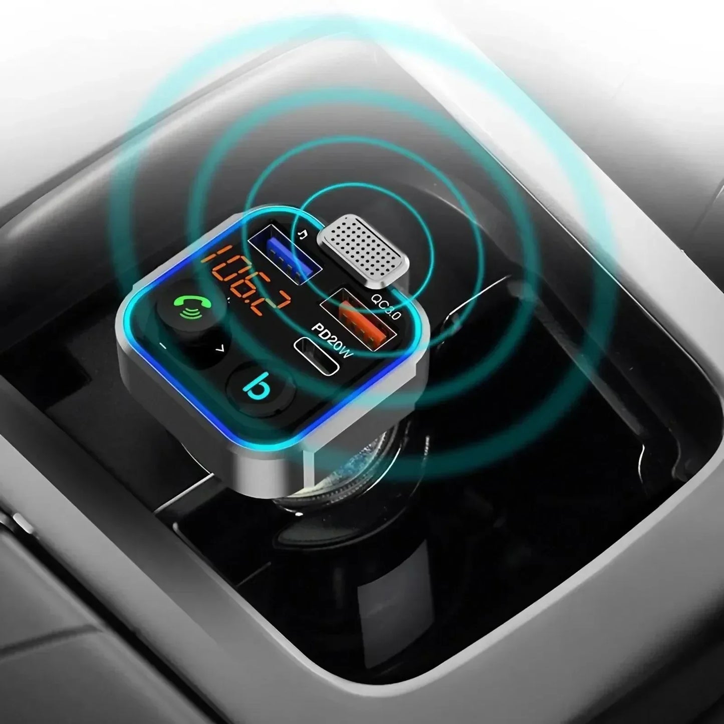 Bluetooth 5.0 FM Transmitter Car Kit - Wireless Hands-Free MP3 Player, Dual USB Quick Charger, PD 20W + QC 3.0, Car Audio Receiv