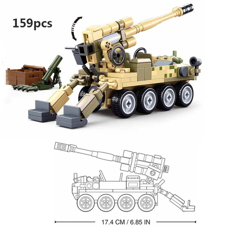 Airplane Plane Bomber Model Construction Toys Military Panzer Tank WW2 Aircraft Army Truck Armored Car Building Blocks For Kids