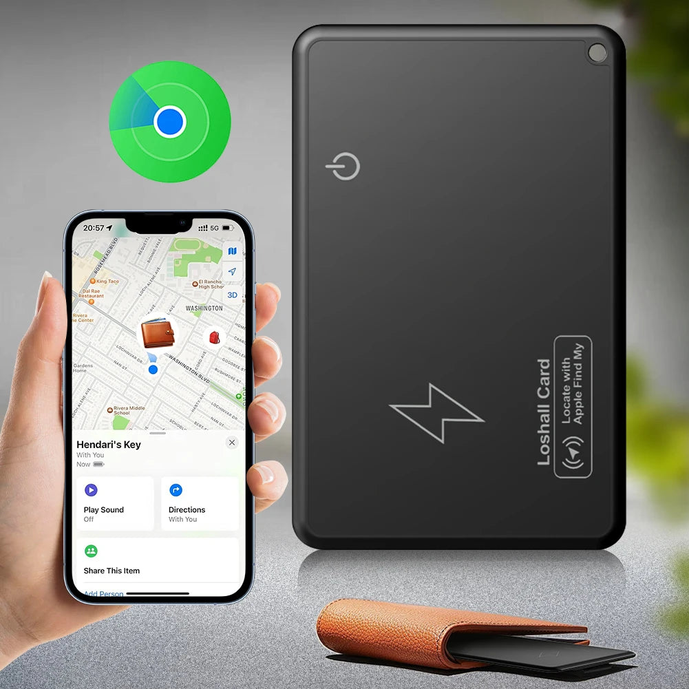 Wireless Charging Wallet Tracker Card Bluetooth-Compatible Work with Apple Find My App GPS Locator Waterproof Smart Card Tracker