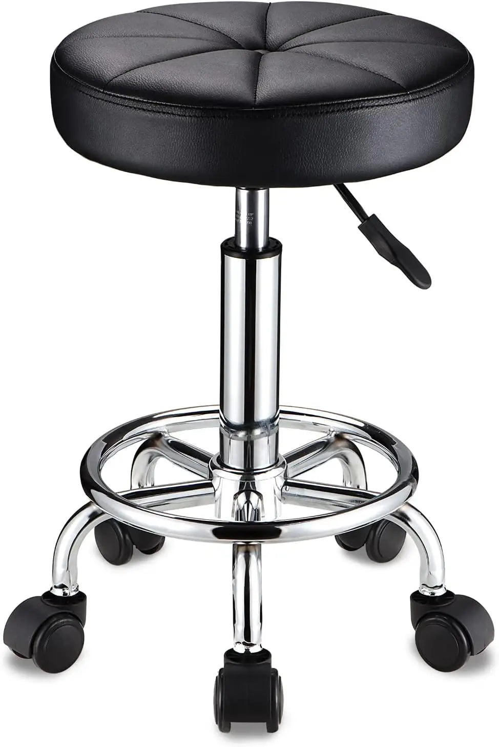Round Rolling Stool with Wheels Height Adjustable Swivel Stool Chair for Spa Salon Massage