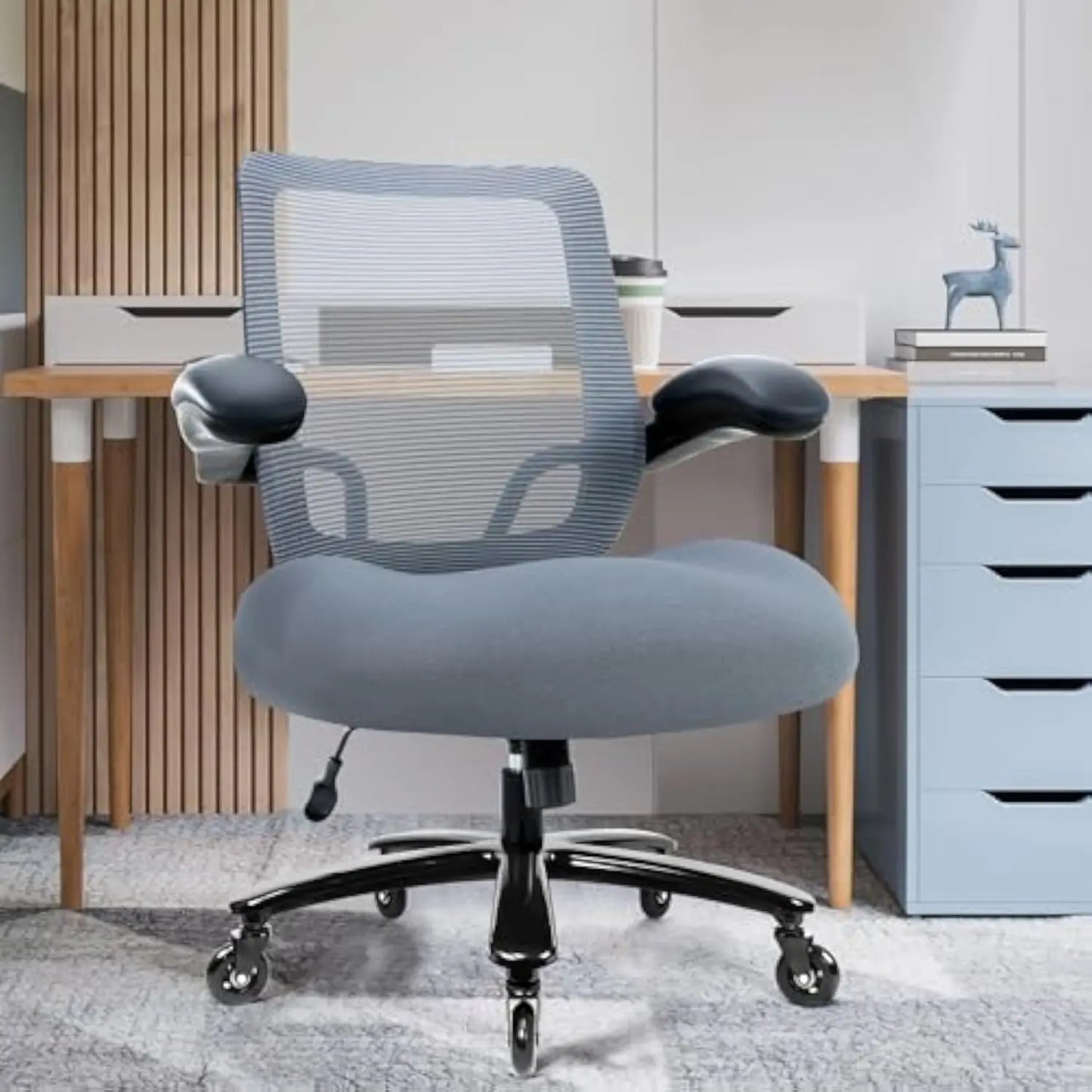 500lbs Big and Tall Office Chair - Heavy Duty Mesh Ergonomic Desk Chair, High Back Computer Chair - Flip-up Armrests, Wide Thic