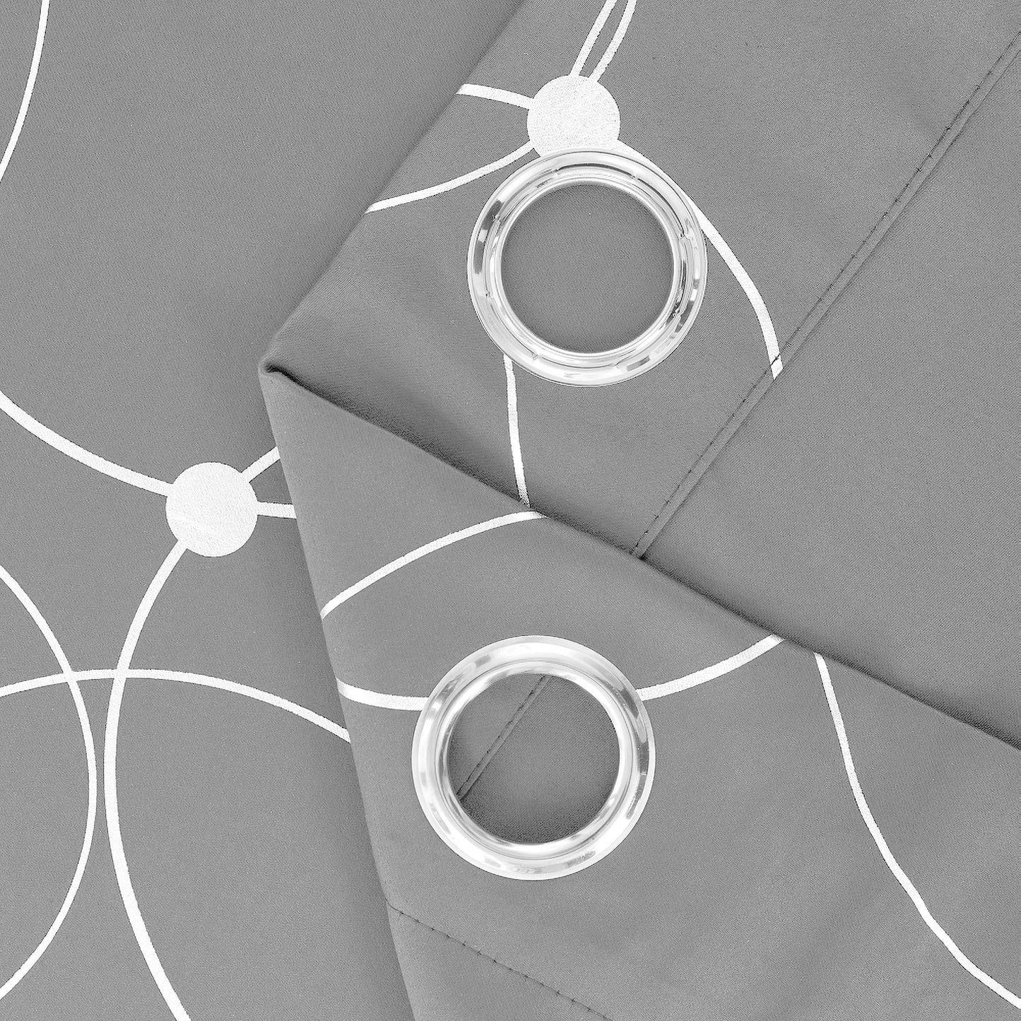 4PCSBlackout Curtains Grommet Thermal Insulated Room Darkening With Circle And Dots Foil Printed For Bedroom
