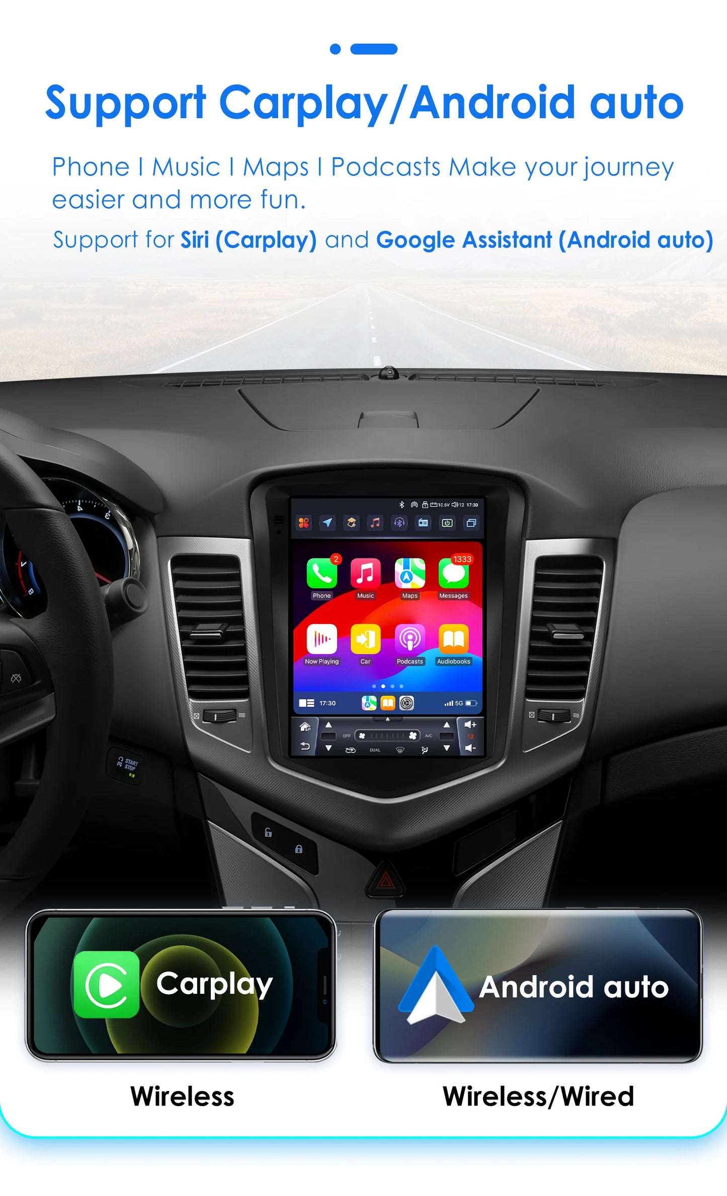 9.7"7862 Android 13 Car radio for Chevrolet Cruze J300 2008-2012 Tesla style Multimedia Video player 4G Carplay GPS navi Stereo