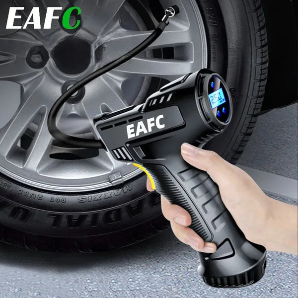 EAFC 120W Handheld Air Compressor Wireless/Wired Inflatable Pump Portable Air Pump Tire Inflator Digital for Car Bicycle Balls