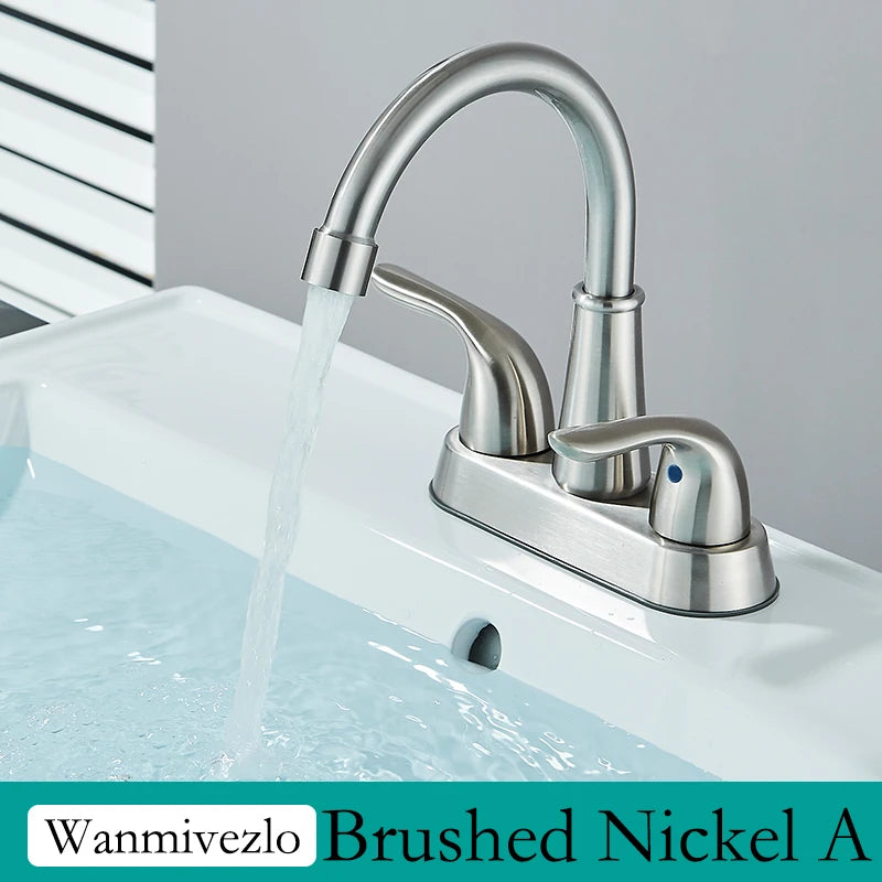 Wanmivezlo Integrated Basin Brass Sink Faucet With Double Handle Hot And Cold Water Deck Installation Wash Basin Faucet