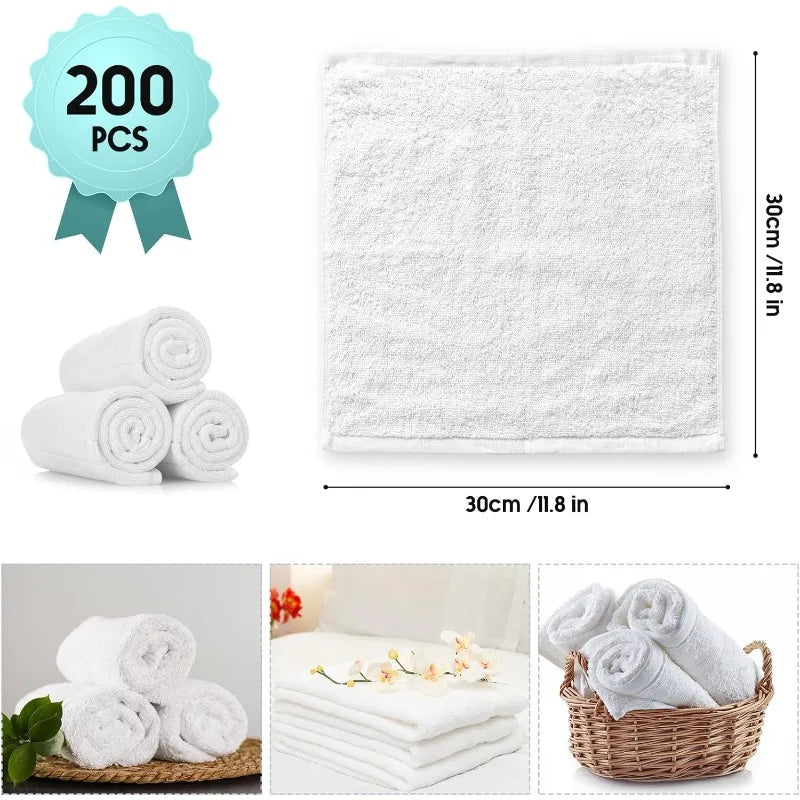200 Pieces Wash Cloths Bulk Face Cloths Cotton Washcloths Set Hand Towels Absorbent for Bathroom Soft Cleaning Rags