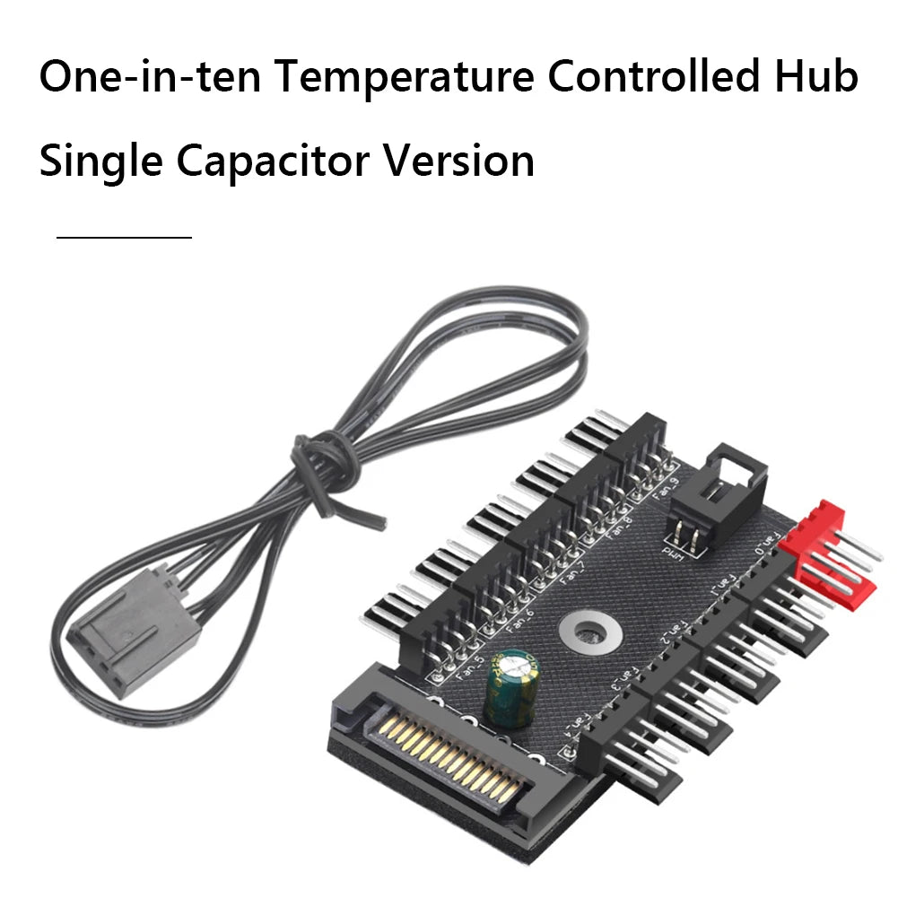 4-Pin PWM Fan Power Supply Cable 1 To 10 Way Splitter Hub SATA Powered 4 Pin PWM Fan Hub Cooler Cooling Adapter for PC Computer