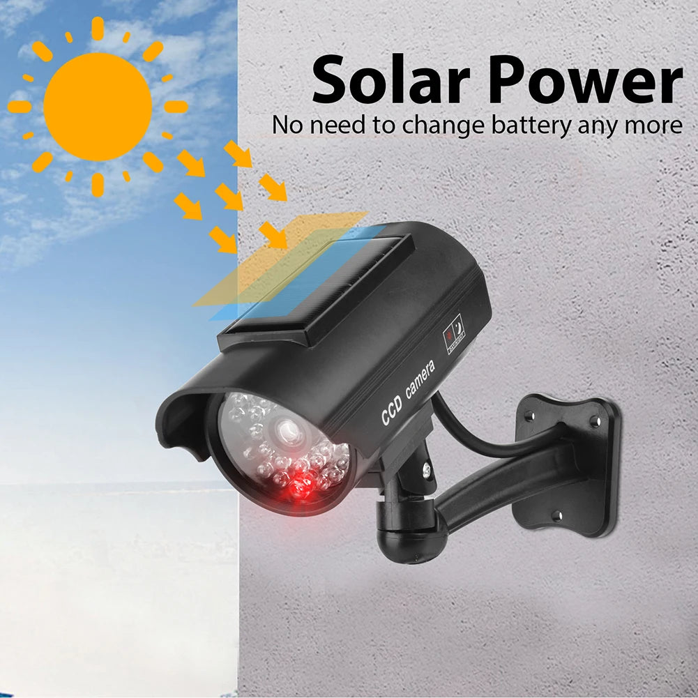 Dummy Imitation Camera Weatherproof Fake CCTV Security Camera with Flashing Red LED Light Theft Deterrent for Outdoor Indoor