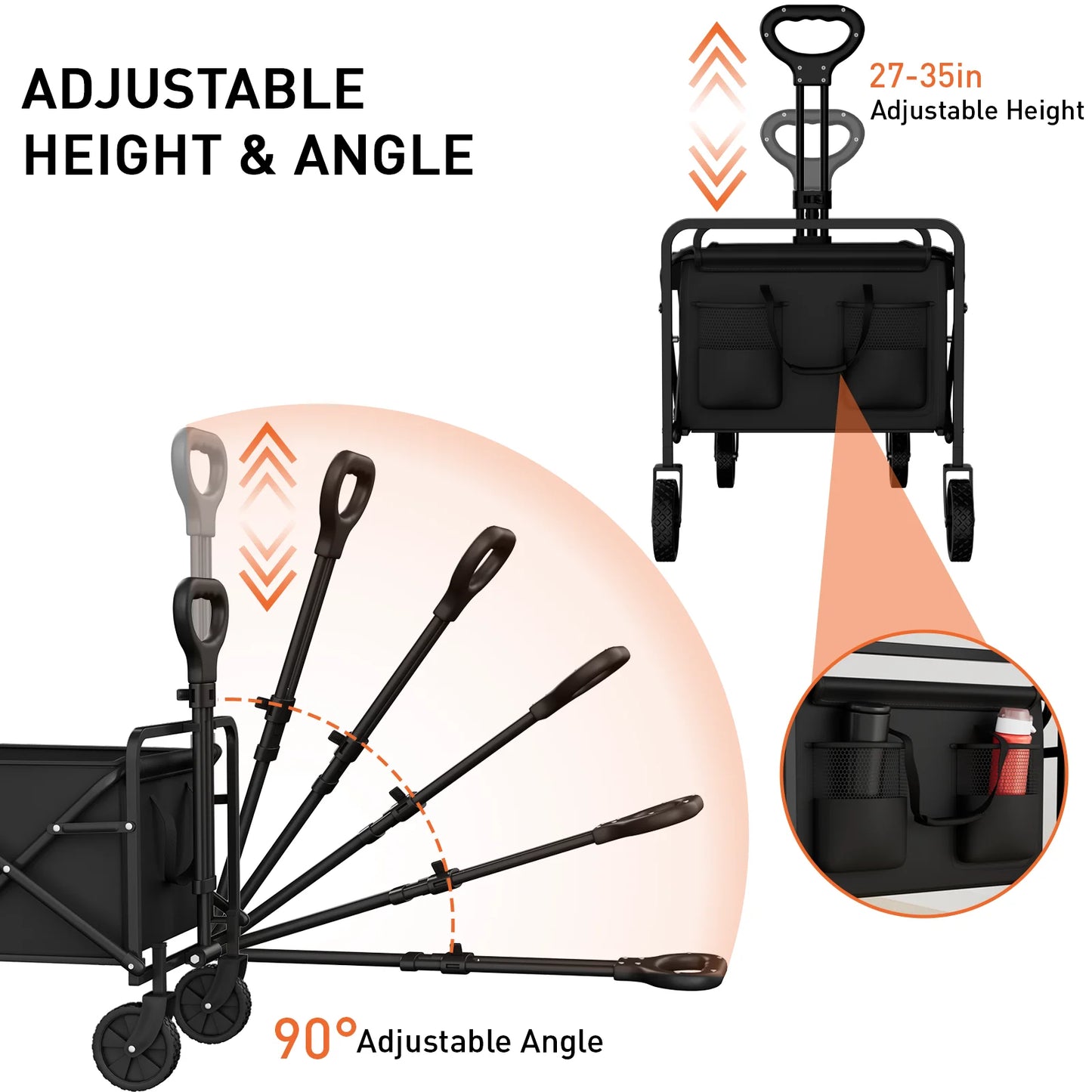Portable Household Folding Handcart, Adjustable Height and Angle, easy to fold, strong load-bearing capacity for beaches,camping