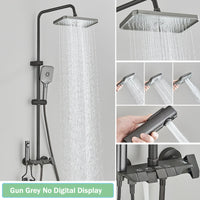Rozin Black Smart Digital Display Shower Faucet Set Piano Style Rainlfall Bathroom System Grey Digital Mixer Tap Bidet Shower