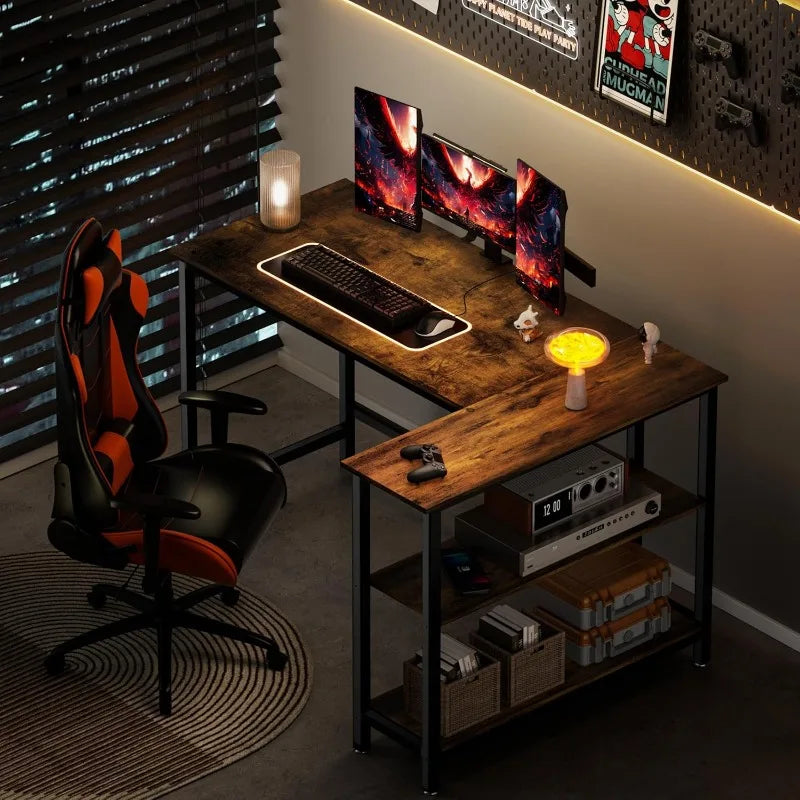 L Shaped Desk - 39" Home Office Computer Desk with Shelf, Gaming Desk Corner Table for Work, Writing and Study