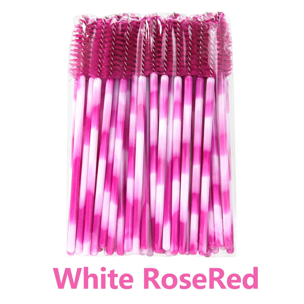 ANNAFRIS 50Pcs Disposable Eyelash Brush Soft Head Crystal Eyebrow Brush Lash Extension Brush Mascara Wand Makeup Tool