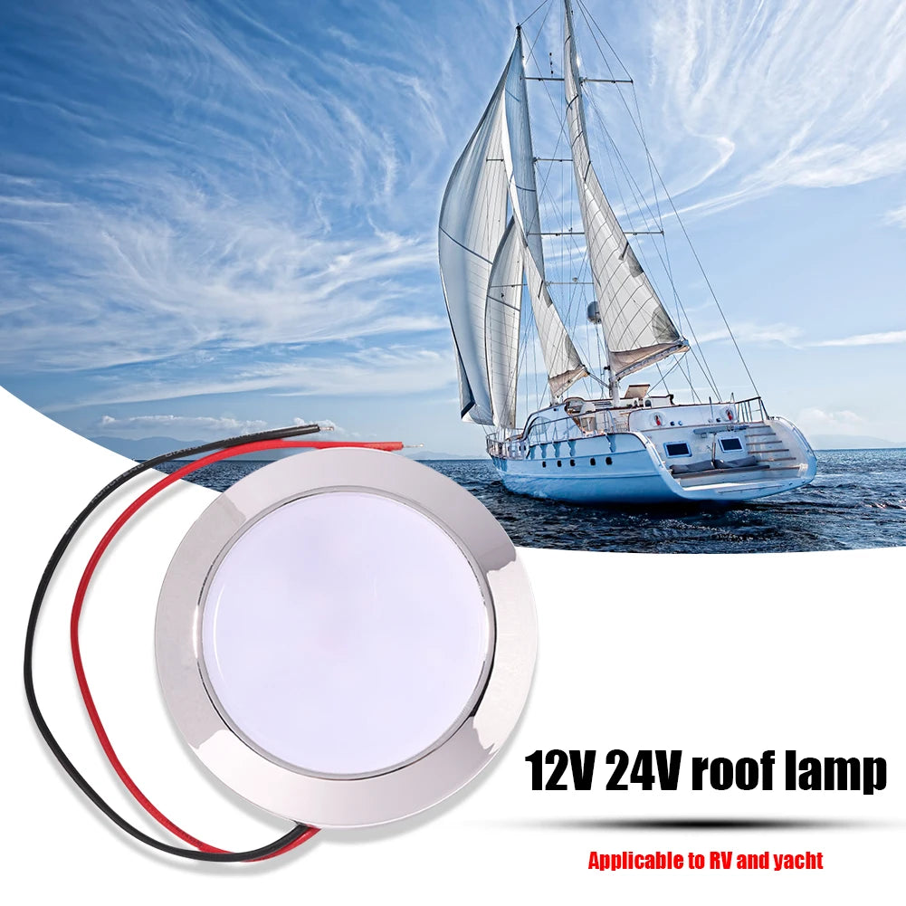 12V Car Interior Roof Ceiling Lights IP65 Waterproof 24 SMT LED Panel RV Ceiling Lamp Motorhome LED Lights for Caravan RV Marine