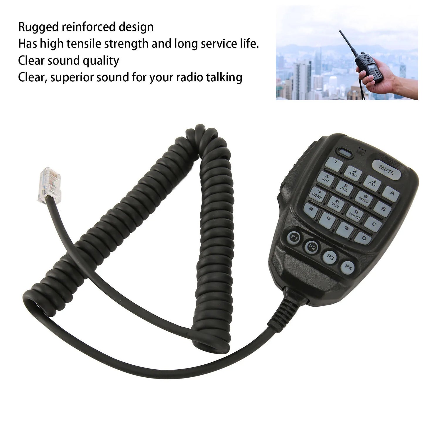 Walkie Talkie Speaker Microphone High Tensile Strength 2 Way Radio Microphone ABS Clear Sound for 1907R for 300DR for FT 7900R