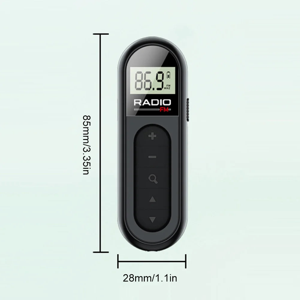 FM Radio Backlight LCD Display Mini Pocket Clip Radio with 3.5mm Headphones Personal Walkman Radio Receiver for Walk Camping