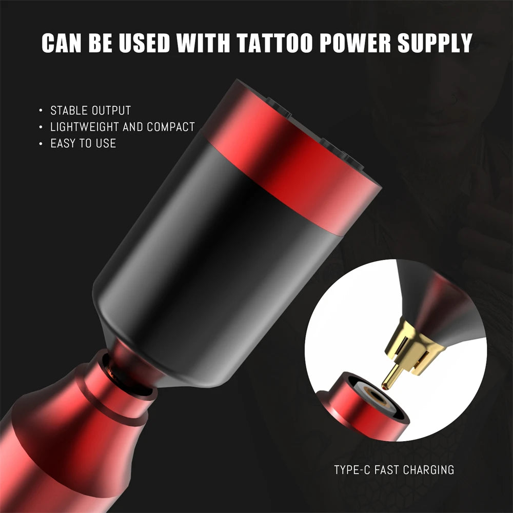 New Wireless Tattoo Pen Machine Kits Rotary Tattoo Gun 1500mAh Battery Power Supply LED Digital Display with Mix Tattoo Needles