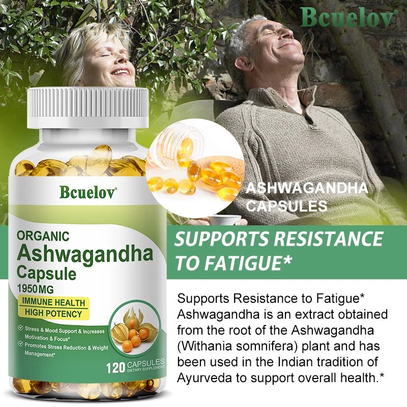 BCuelov Ashwagandha Extract Capsules Help Antioxidant, Relieve Stress, Improve Sleep, Enhance Immunity Dietary Supplement