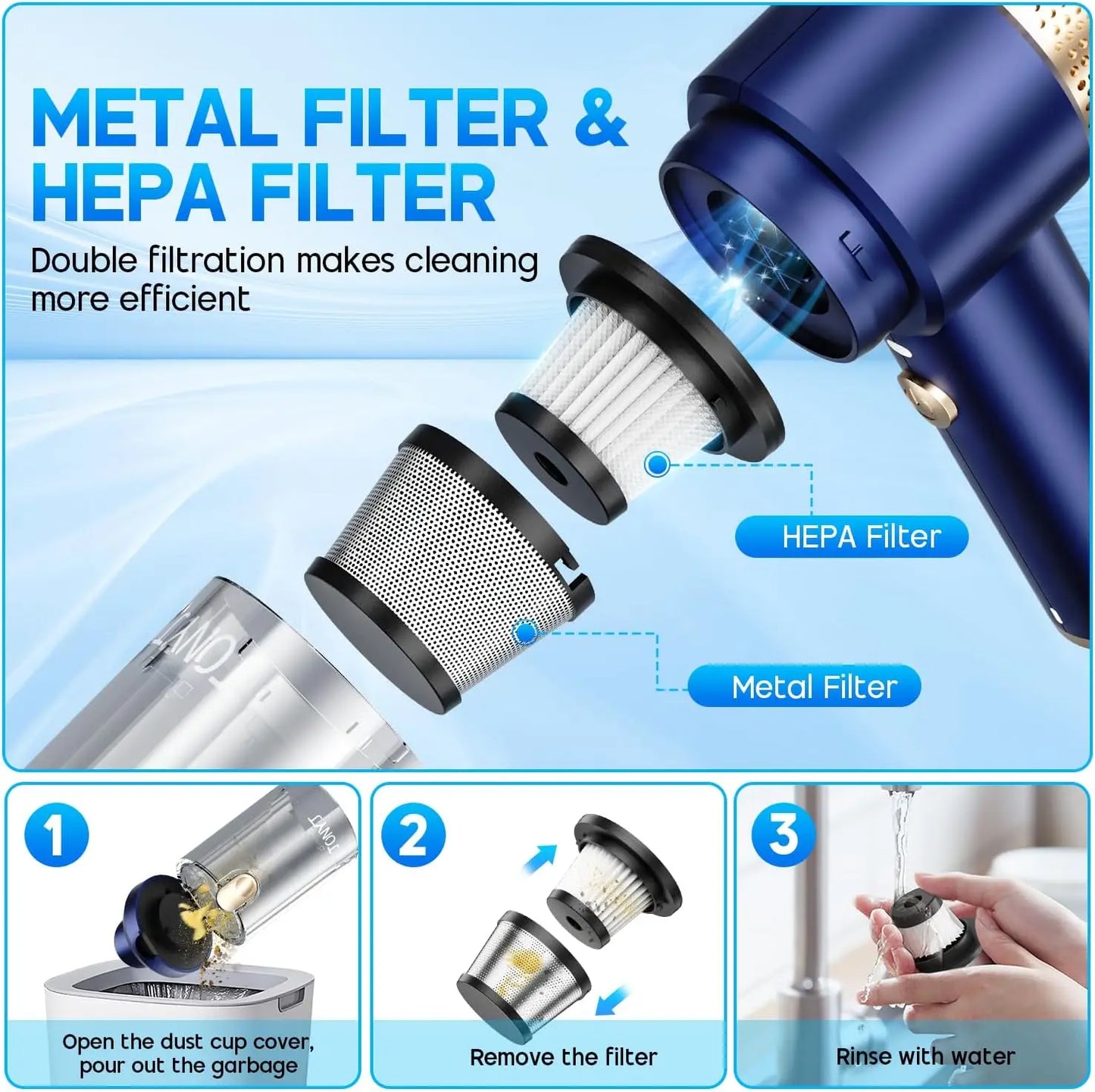 Car Vacuum Cleaner Air Blower Cordless Powerful Wireless Car Cleaner Portable Vacuum Cleaner Cleaning Machine For Car Home 2 In1