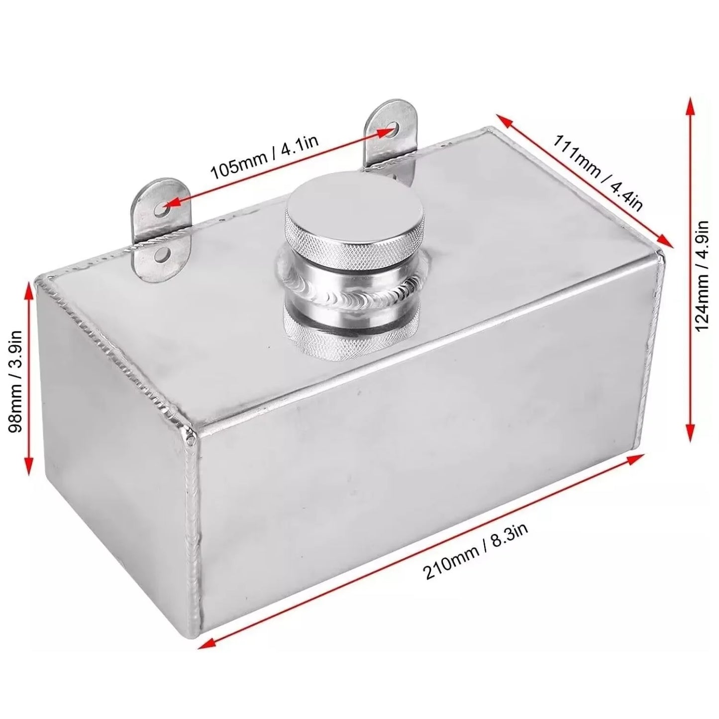 Universal Aluminium 2L Polished Intercooler Spray Car accessory Windscreen Washer Reservoir Bottle