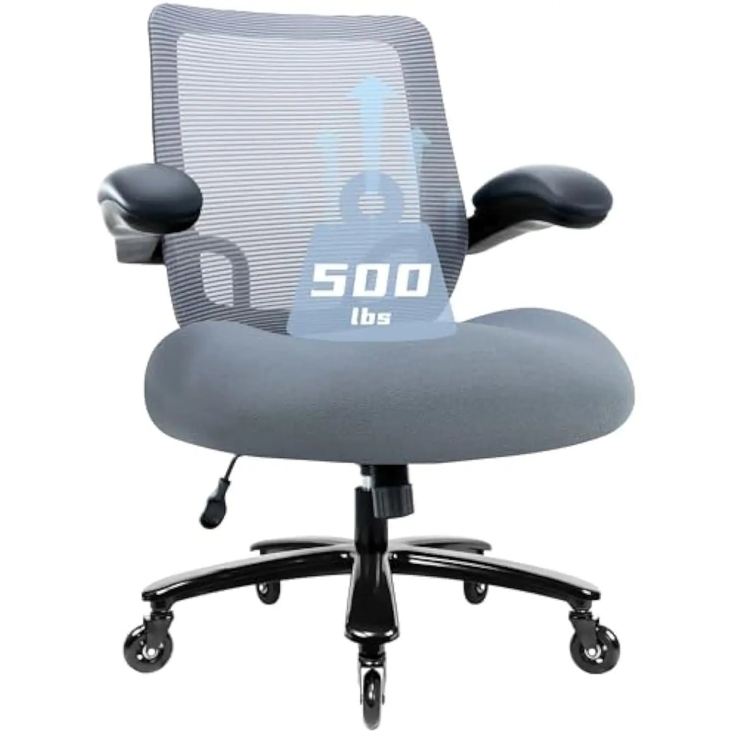 500lbs Big and Tall Office Chair - Heavy Duty Mesh Ergonomic Desk Chair, High Back Computer Chair - Flip-up Armrests, Wide Thic