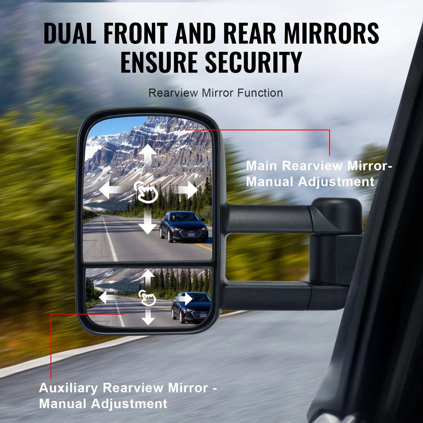 VEVOR 2PCS Towing Mirrors Tow Mirror Car Rear View Mirror Blind Spot Convex Wide Angel for Chevrolet Silverado (1988-2007)/GMC