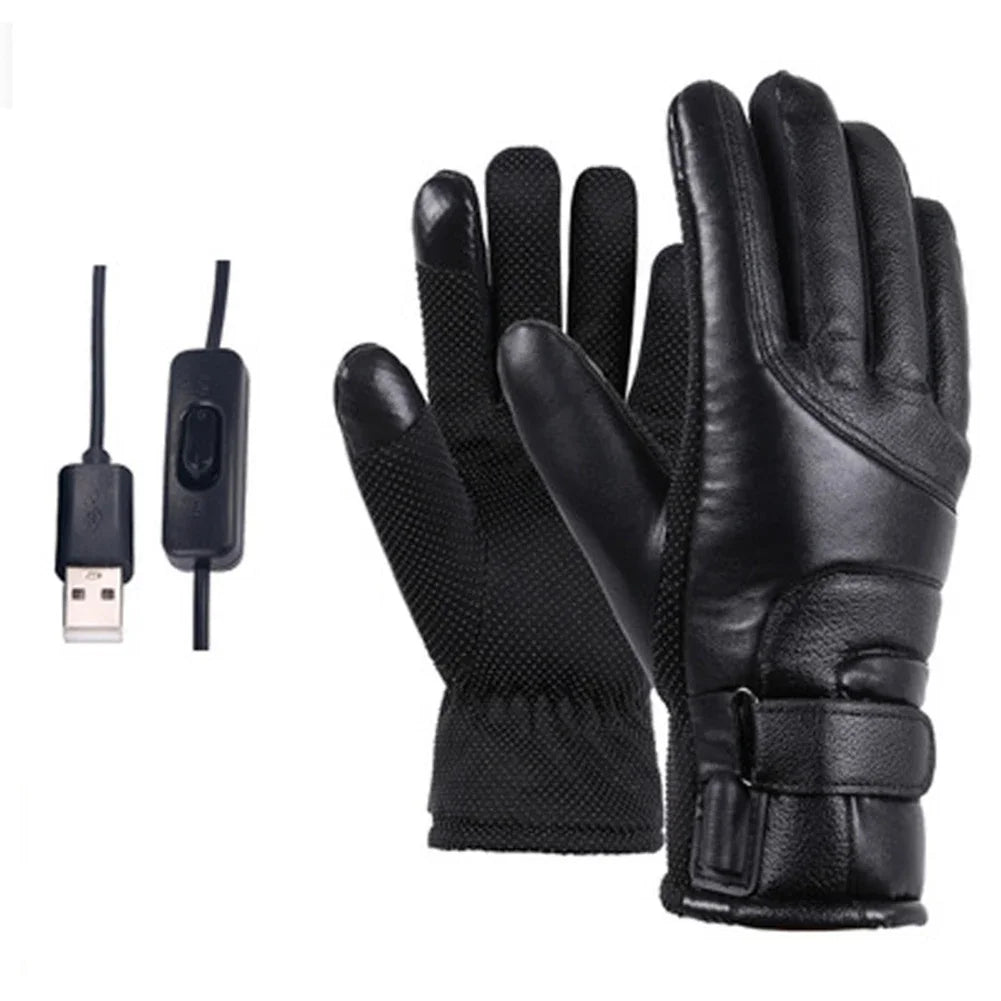Winter Thermal Cycling Gloves Waterproof Cycling Gloves Touchscreen Hand Warmer USB Electric Gloves Heated Gloves for Motorcycle