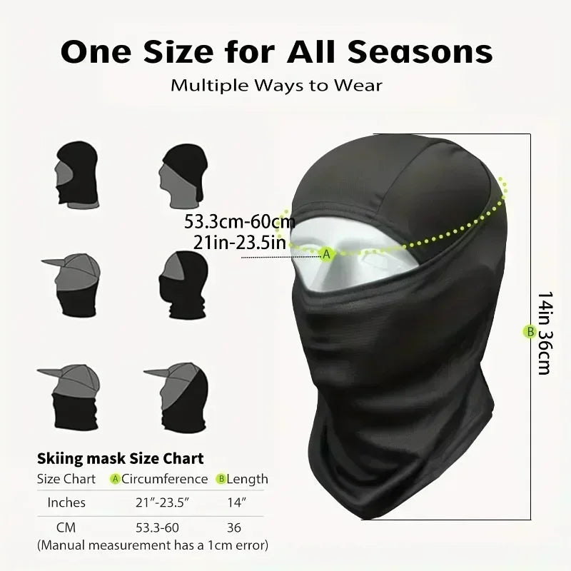Unisex Balaclava, Winter Ski Mask, Motorcycle Face Mask, Winter Balaclava, Black