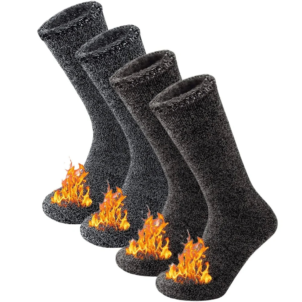 2 Pairs Pack Winter Thermal Socks For Men Women Cold Weather Insulated Socks Outdoor Hiking Skiing Warm Snow Thick Heated Socks
