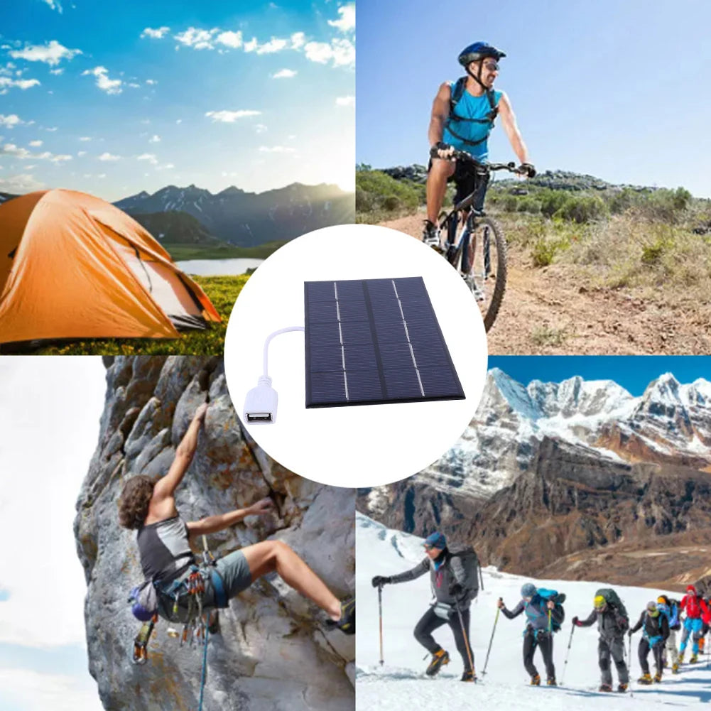 5W 5V Portable Solar Panel Polysilicon USB Solar Panel Charger for 3-5V Battery/Phone Charging for Outdoor Camping