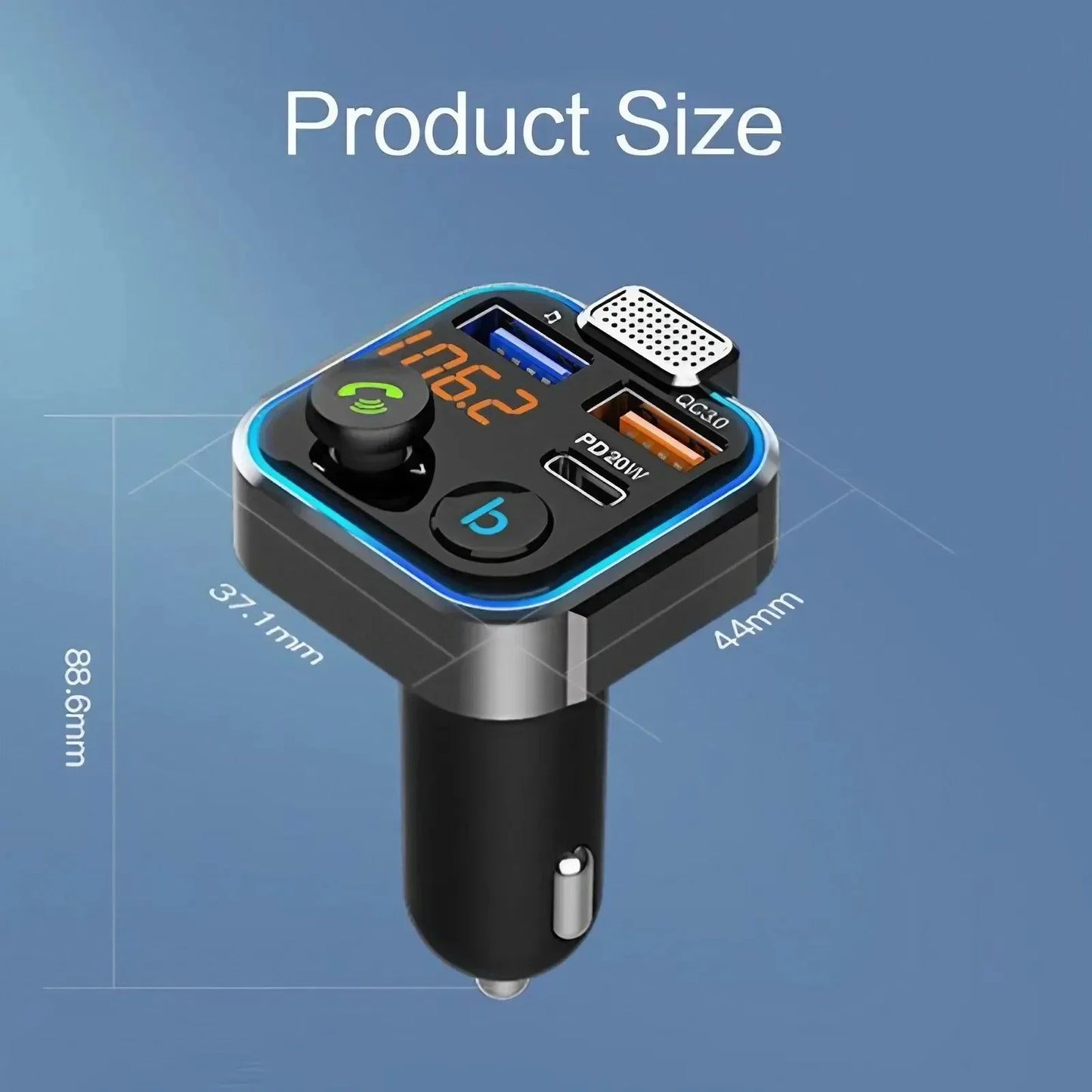 Bluetooth 5.0 FM Transmitter Car Kit - Wireless Hands-Free MP3 Player, Dual USB Quick Charger, PD 20W + QC 3.0, Car Audio Receiv