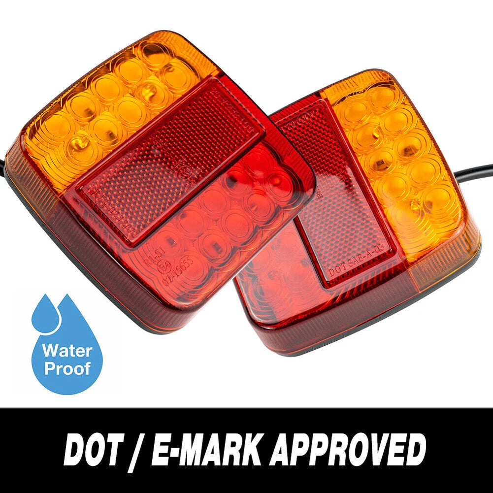 2Pcs 12V Taillight Turn Signal Indicator Rear Reverse Brake Stop Lamp Trailer Tail Lights Super Bright for Trailer Truck RV Boat