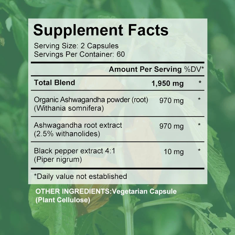 BCuelov Ashwagandha Extract Capsules Help Antioxidant, Relieve Stress, Improve Sleep, Enhance Immunity Dietary Supplement