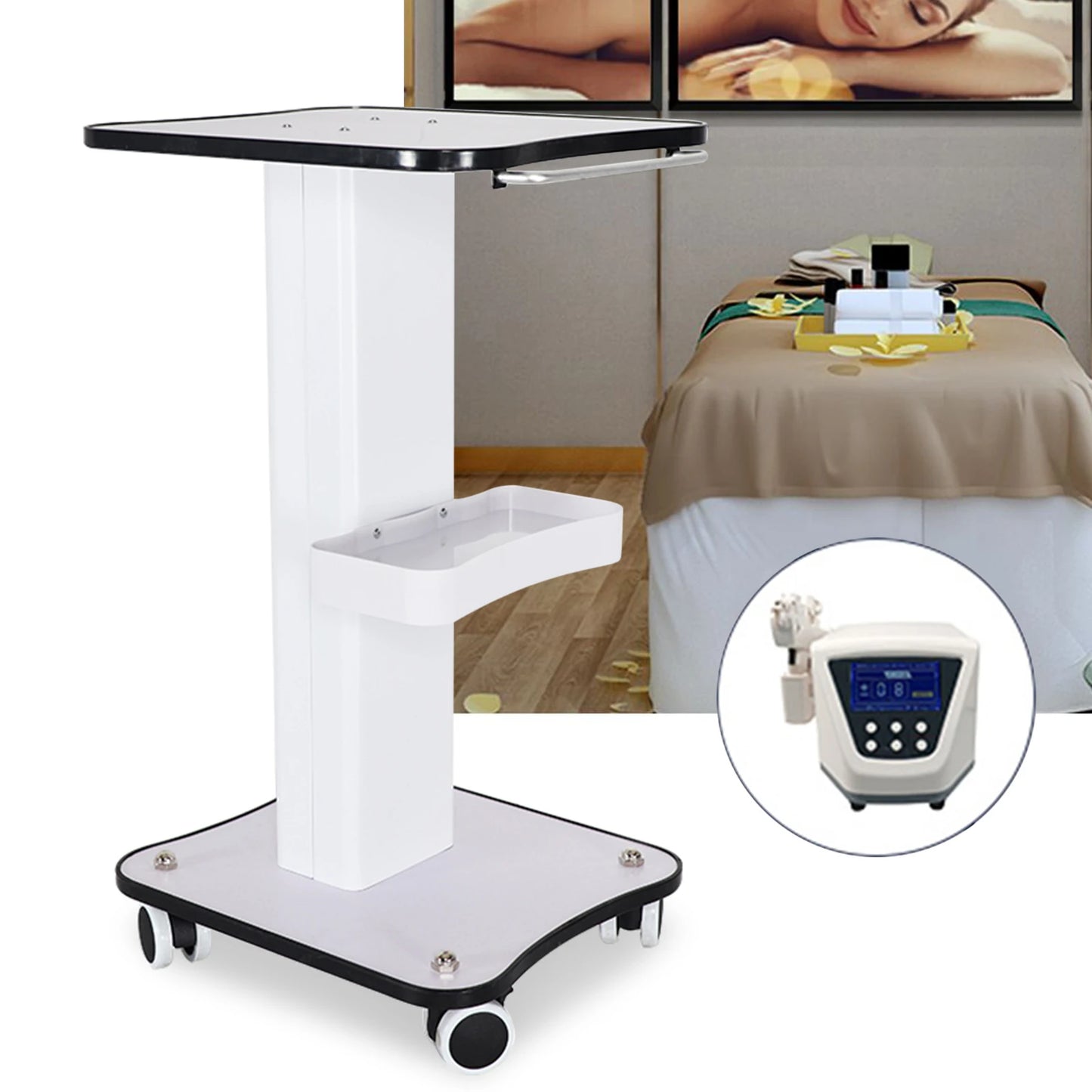 40Kg Salon Rolling Trolley Cart SPA Beauty Salon Storage Equipment Machine Stand Organizer Spa Cart Max Load