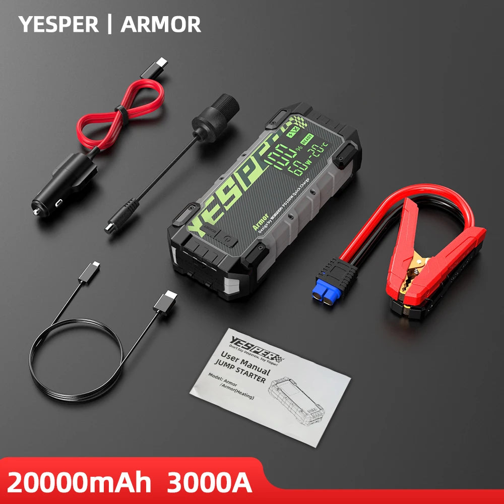 YESPER 4000A Car Jump Starter Car Booster 24000mAh Car Battery Charger PD100W Emergency Booster Starting Device Jump Start