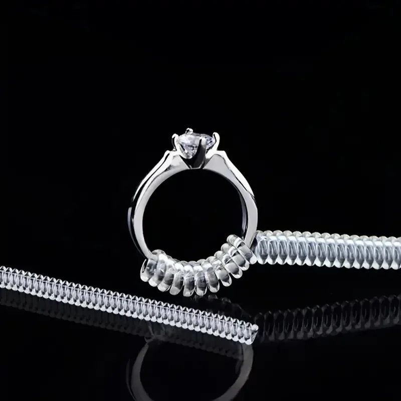 8pcs/Set Ring Size Reducer Tools Spiral Spring Based Rings Adjust Invisible Transparent Tightener Resizing Tool Jewelry Guard