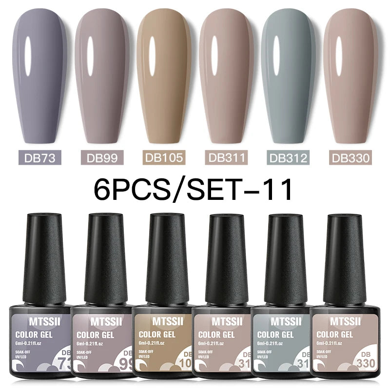 6/8Pcs Spring Pink Color Gel Nail Polish Set Semi Permanent Varnishes Nail Art Design Hybrid Soak Off UV LED Gel Manicure Kit