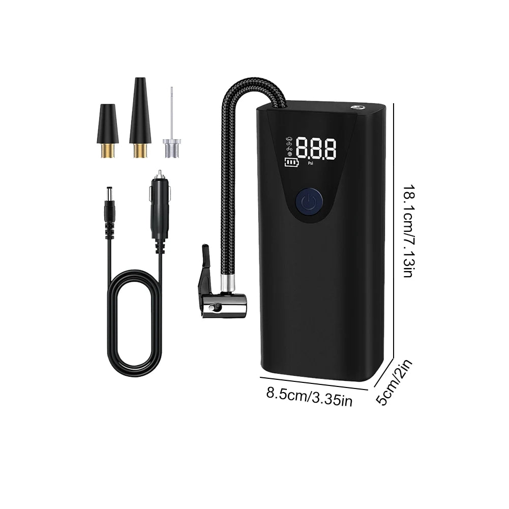 Wireless Electric Car Air Compressor Rechargeable Tire Inflator Pump LCD Display Portable Air Pump for Car Motorcycle Bike Ball