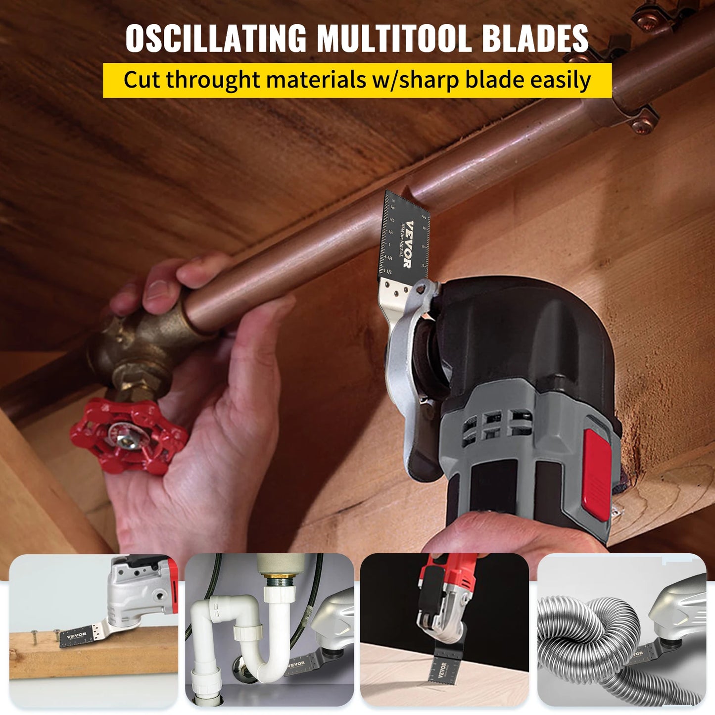 VEVOR 100PCS Oscillating Saw Blades Quick Release Multitool Blades Kit HCS Tool Blades Cut Cutter for Wood Plastic Metal Nails