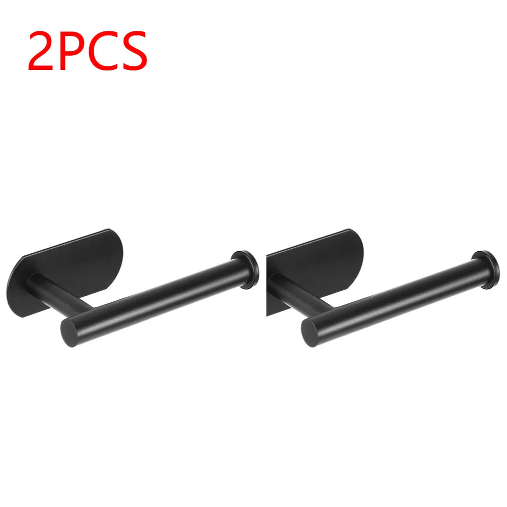 Self Adhesive Toilet Roll Paper Holder Wall Mount Bathroom Organizer Storage Stand No Punching Stainless Steel Towel Holder