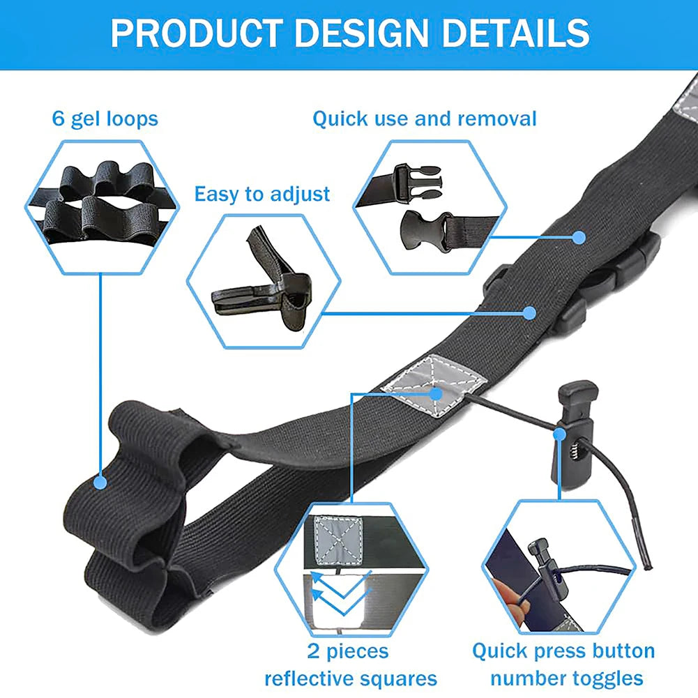 Outdoor Running Waist Belt with 6 Loops Triathlon Race Belt Running Bib Belt for Running Cycling Triathlon Marathon